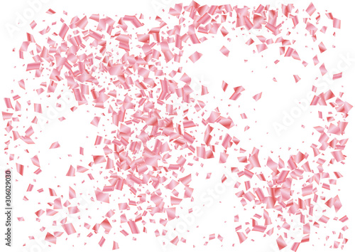 Festive pink rectangle confetti background. Abstract frame confetti texture for holiday  postcard  poster  website  carnival  birthday  children s parties. Cover confetti mock-up. Wedding card layout