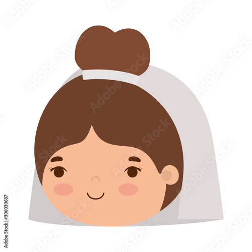 Bride cartoon with wedding veil vector design