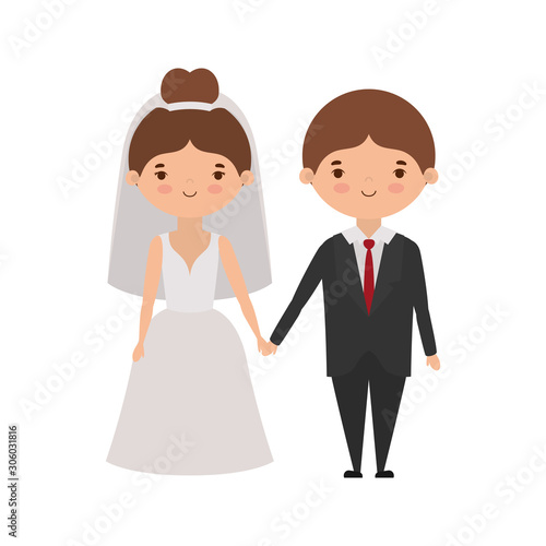 Couple of bride and groom avatar design