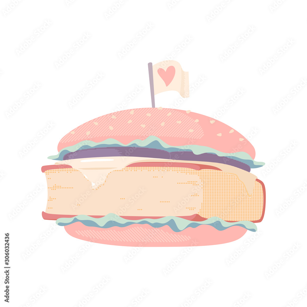 Vector illustration of burger with book instead of meat. Not traditional colors. Mental pabulum. Vector illustration of burger with book instead of meat. Not traditional colors. Mental pabulum.