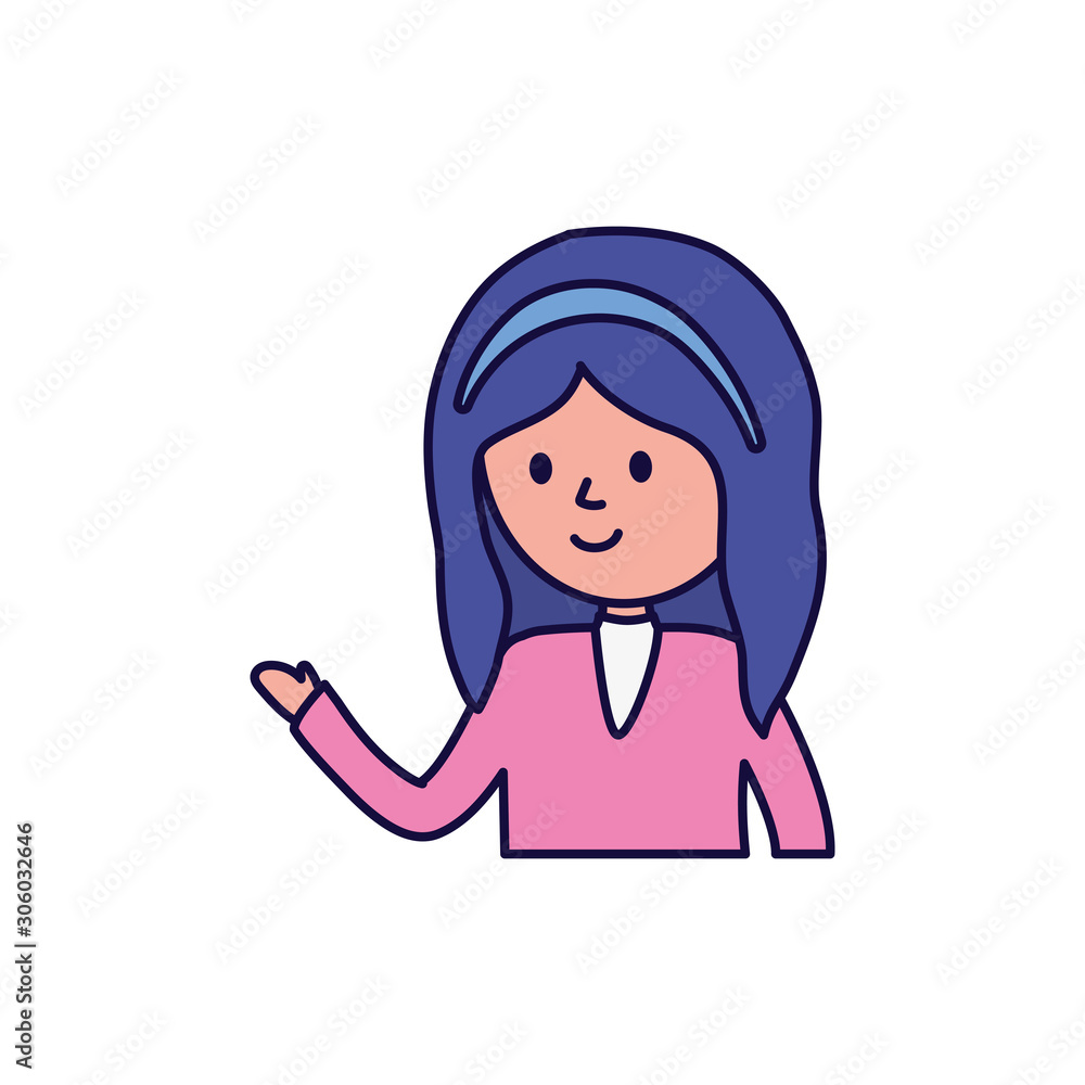 young woman cartoon character white background young woman cartoon character white background