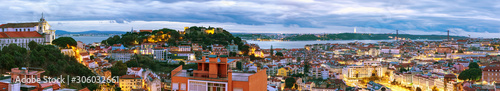Panorama of Lisbon in evening