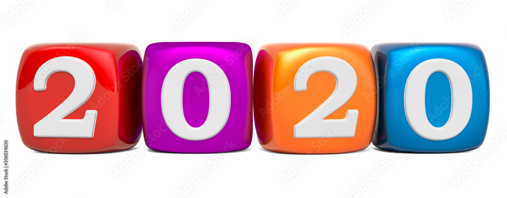 Happy New Year 2020 concept, 3D rendering Happy New Year 2020 concept, 3D rendering