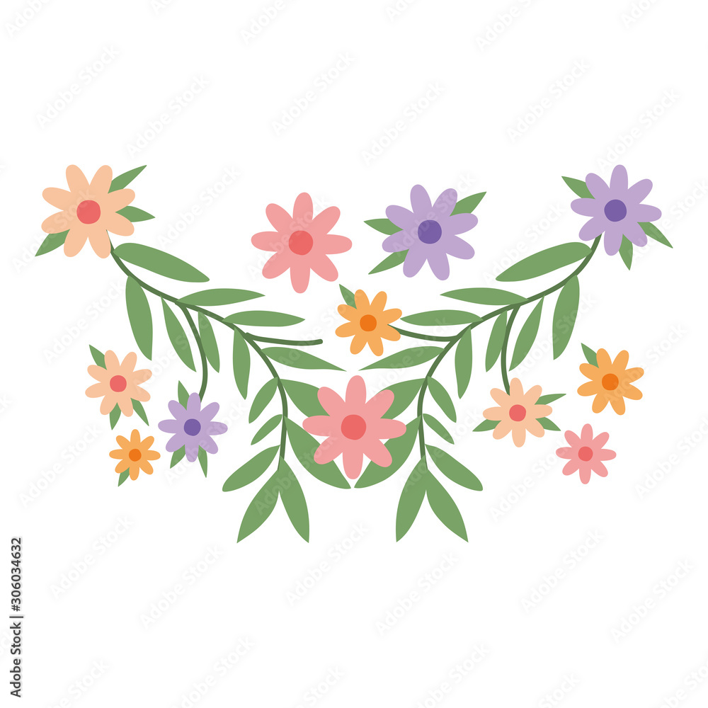 Isolated flowers ornament vector design