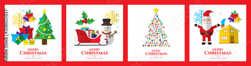 Santa claus, christmas tree and christmas elements