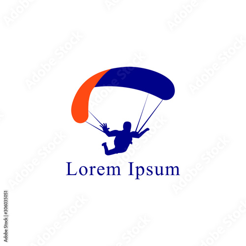 paragliding logo with text space for your slogan / tag line, vector