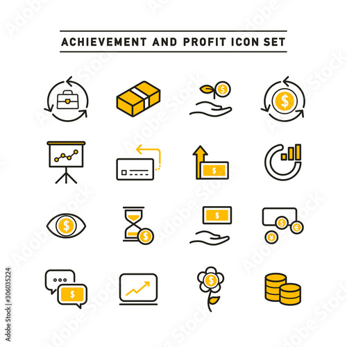 ACHIEVEMENT AND PROFIT ICON SET