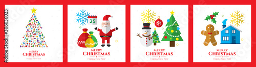 Santa claus, christmas tree and christmas elements