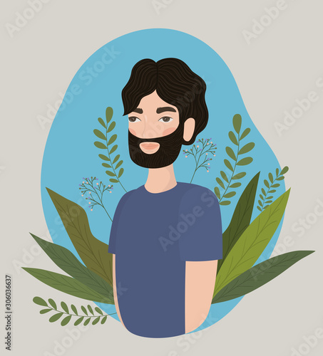 Man with leaves drawing vector design