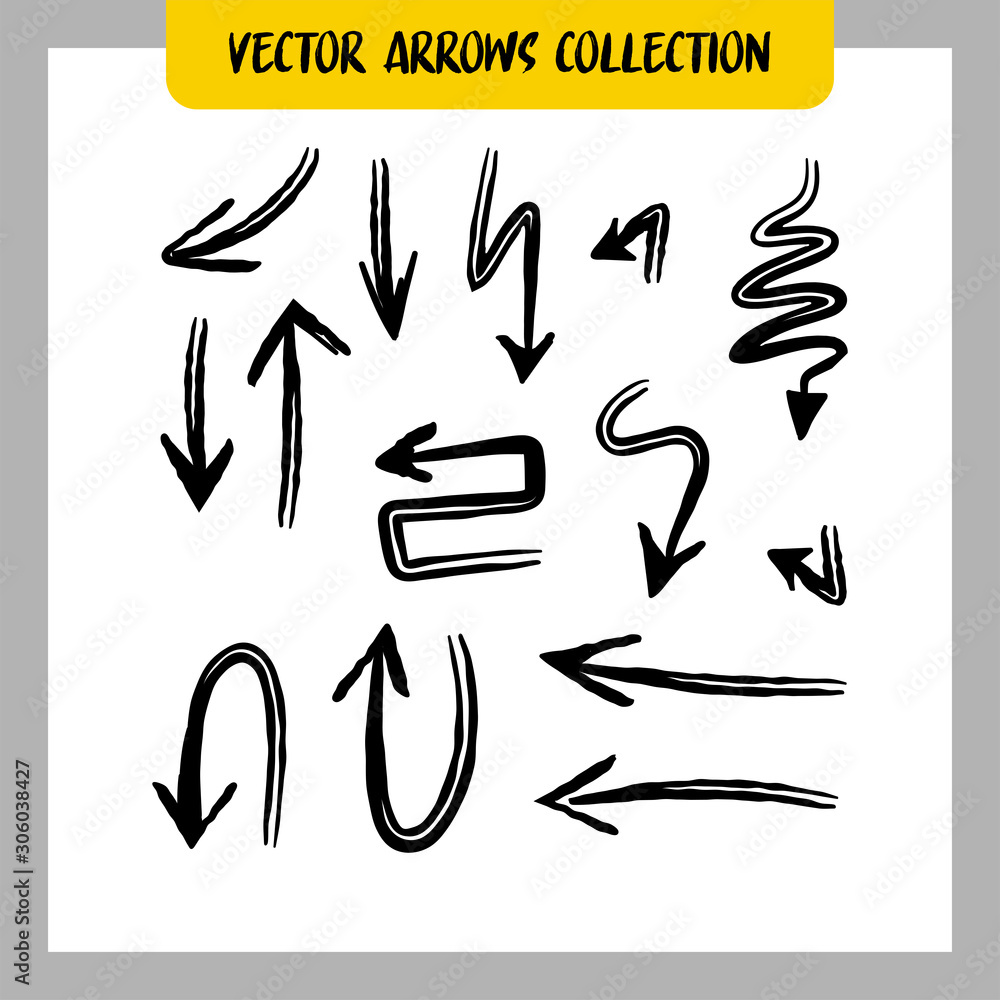 Arrow doodles collection. Hand drawn arrows. Arrow doodles collection. Hand drawn arrows.