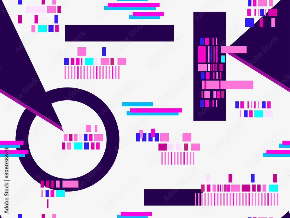 Cyberpunk seamless pattern. Retro futurism of the 80s. Signal error ...