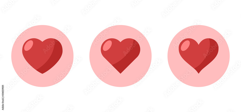 Set of heart icons. Love symbol vectors. Hearts collection.