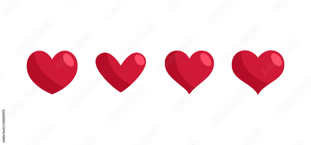 Set of heart icons. Love symbol vectors. Hearts collection.
