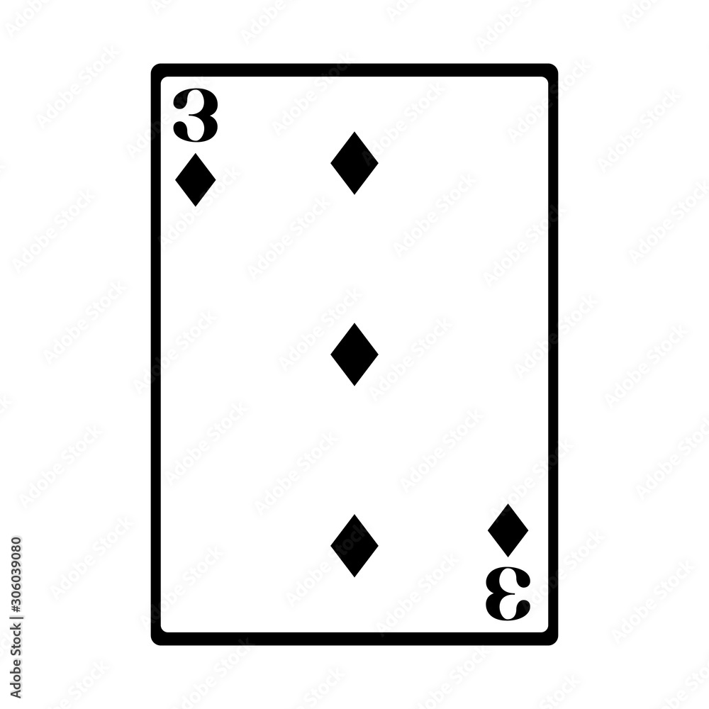 Obraz premium three of diamonds card icon, flat design