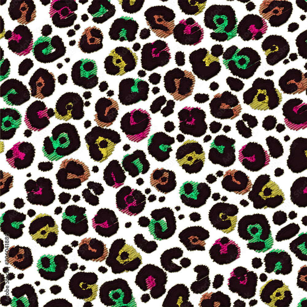 Fototapeta premium colorful leopard skin embroidery pattern