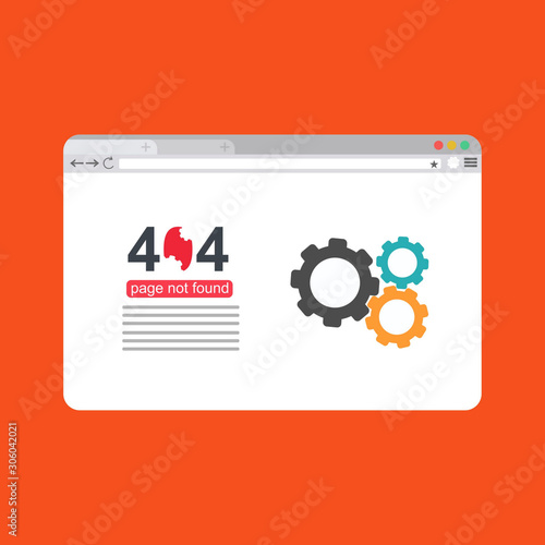 Design 404 error. Vector concept illustration for page 404. Page is lost and not found message. Template for web page with 404 error. Modern illustration design.