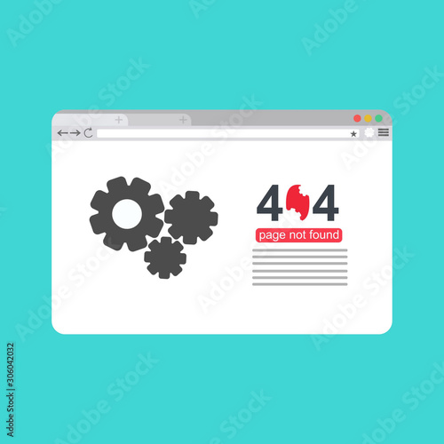 Design 404 error. Vector concept illustration for page 404. Page is lost and not found message. Template for web page with 404 error. Modern illustration design.