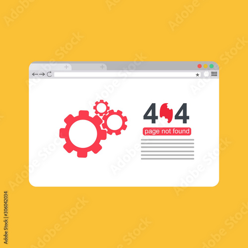 Design 404 error. Vector concept illustration for page 404. Page is lost and not found message. Template for web page with 404 error. Modern illustration design.