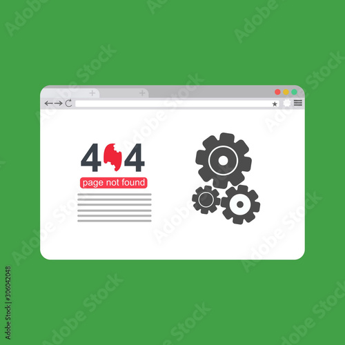 Design 404 error. Vector concept illustration for page 404. Page is lost and not found message. Template for web page with 404 error. Modern illustration design.