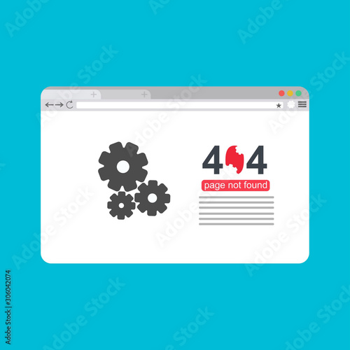 Design 404 error. Vector concept illustration for page 404. Page is lost and not found message. Template for web page with 404 error. Modern illustration design.
