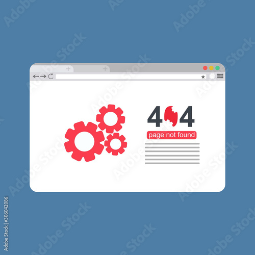 Design 404 error. Vector concept illustration for page 404. Page is lost and not found message. Template for web page with 404 error. Modern illustration design.