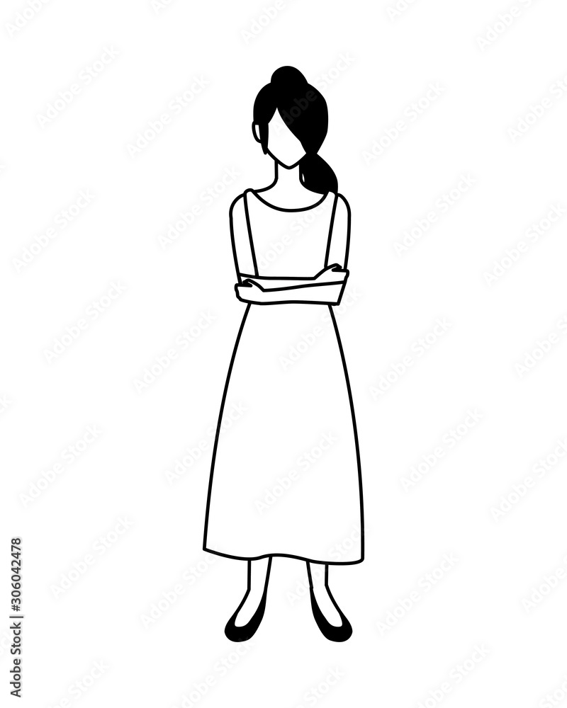 woman faceless standing on white background woman faceless standing on white background