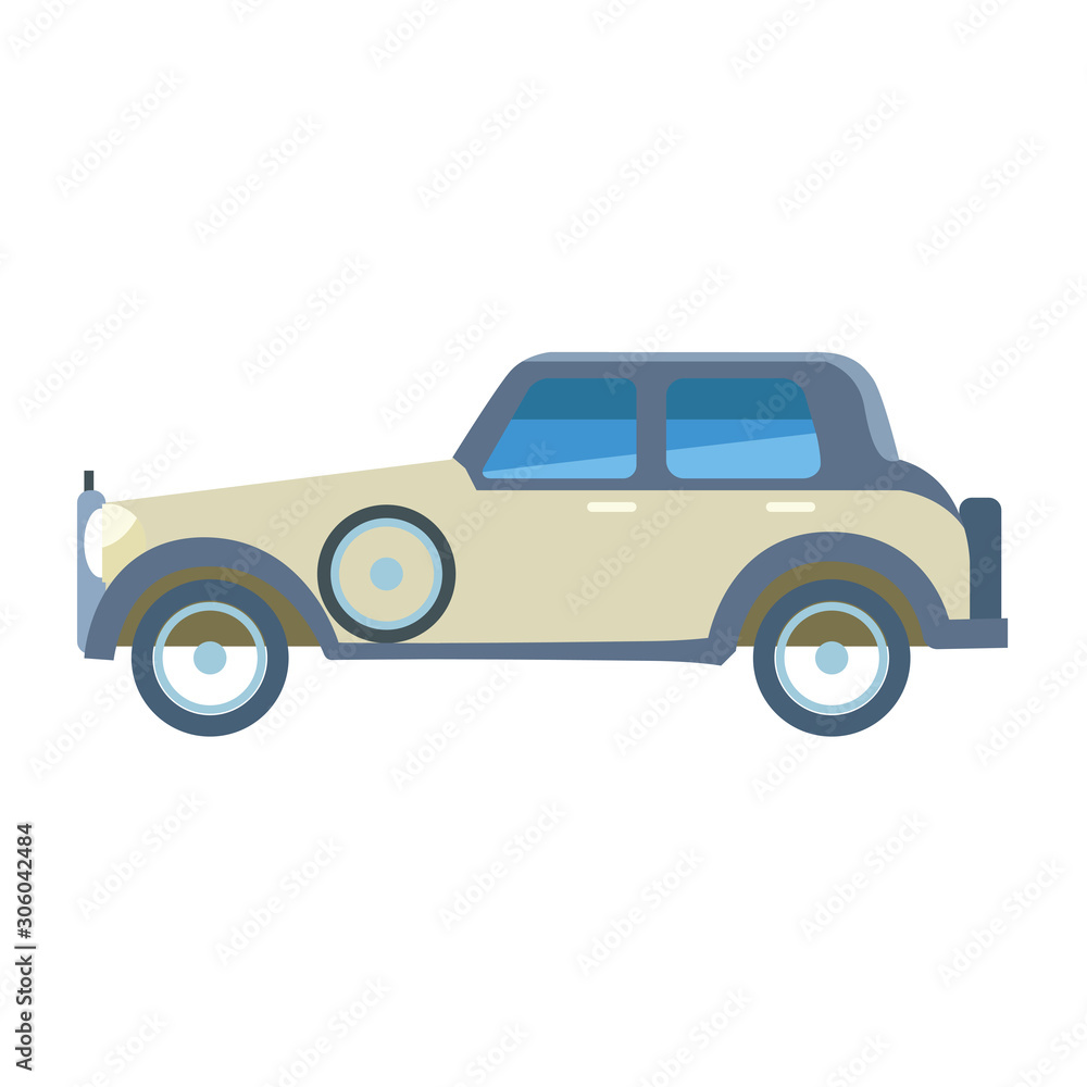 vintage car icon, flat design