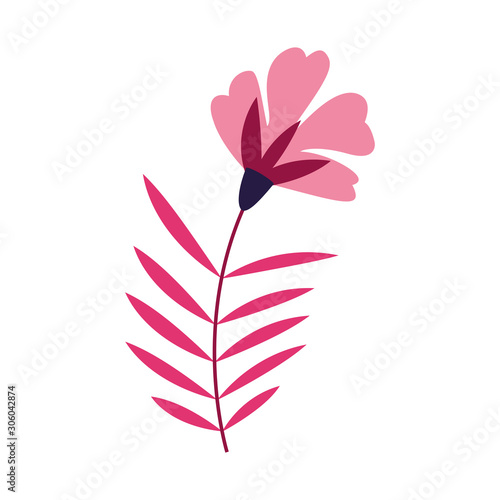 pink flower with leaves icon