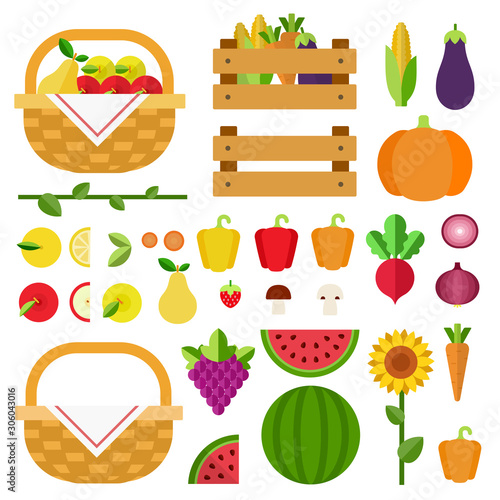 Set of Summer Products icons flat vector