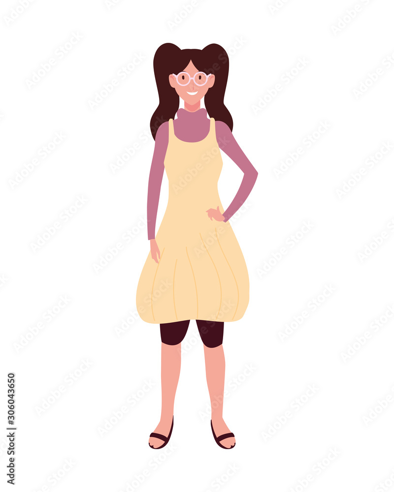 young woman standing on white background young woman standing on white background