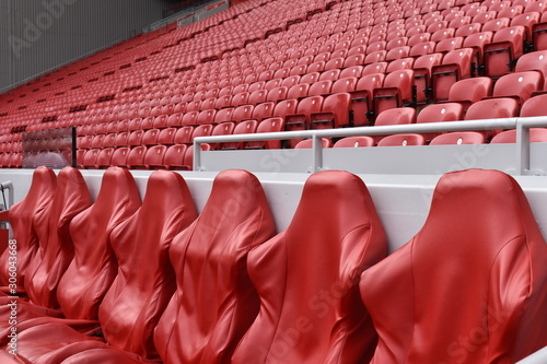 Принти на полотні Empty red leather and plastic seats