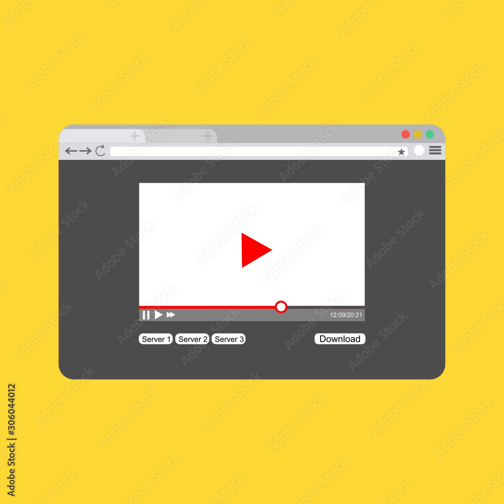 Modern video player design template for web and mobile apps flat style. Vector illustration Modern video player design template for web and mobile apps flat style. Vector illustration