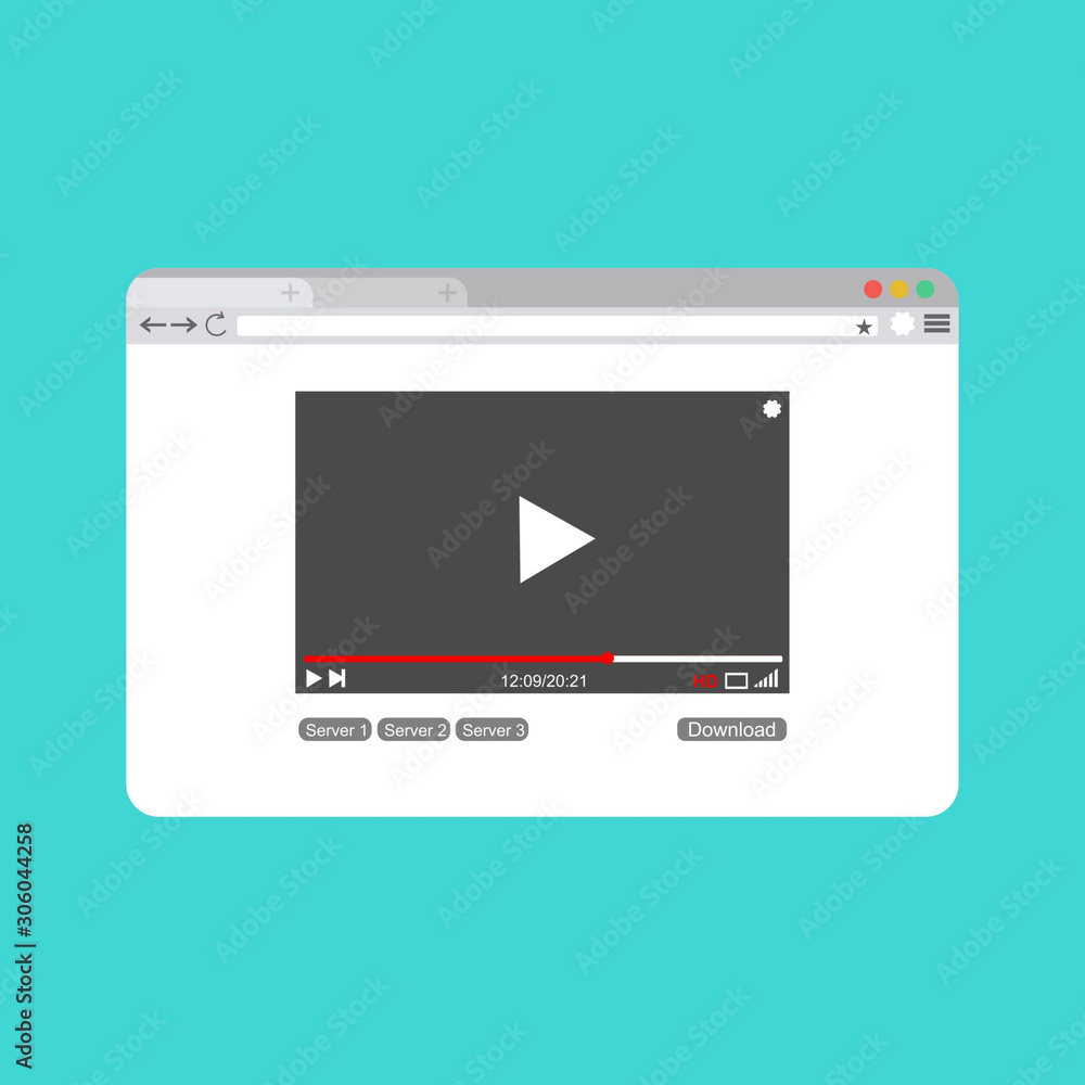 Video Streaming Vector Icon. Play video online mock up. Vector illustration.