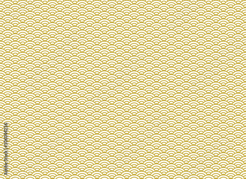 背景 青海波 和柄 模様 紋様 文様 日本 伝統 和風 波形 金 ゴールド Stock Vector Adobe Stock