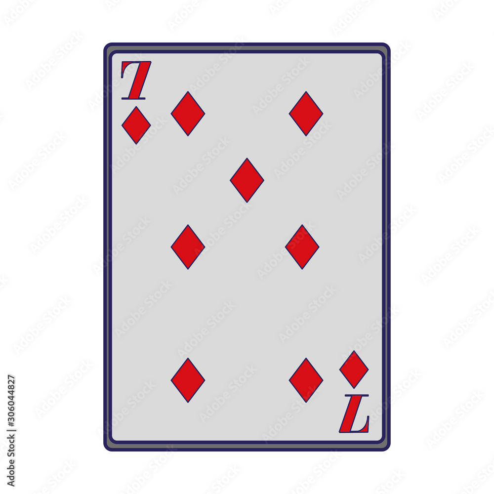 Obraz premium seven of diamonds card icon, flat design