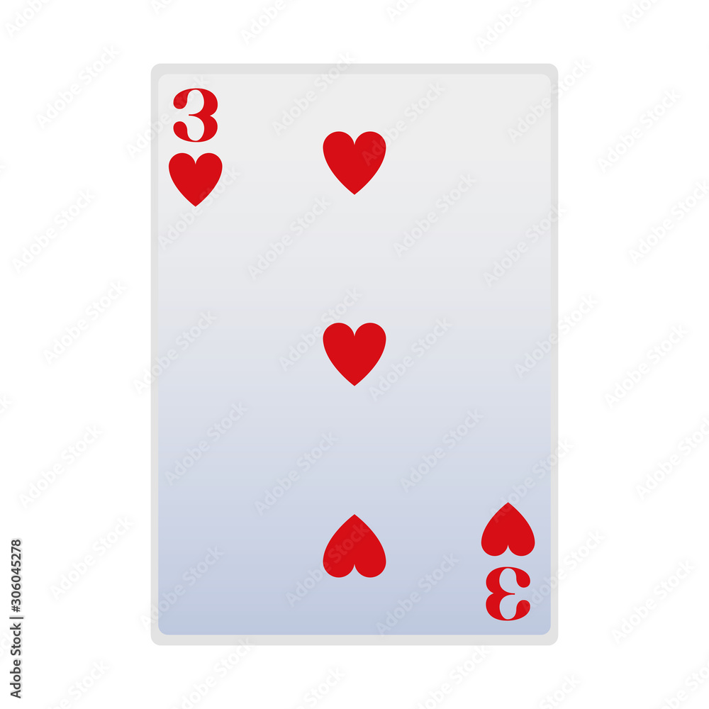 three of hearts card icon, flat design three of hearts card icon, flat design