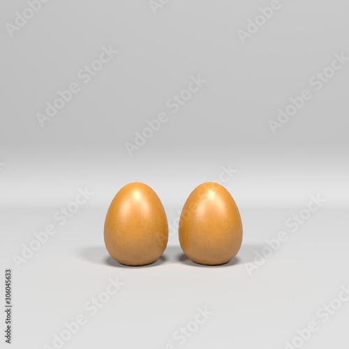 dos huevos en fondo blanco