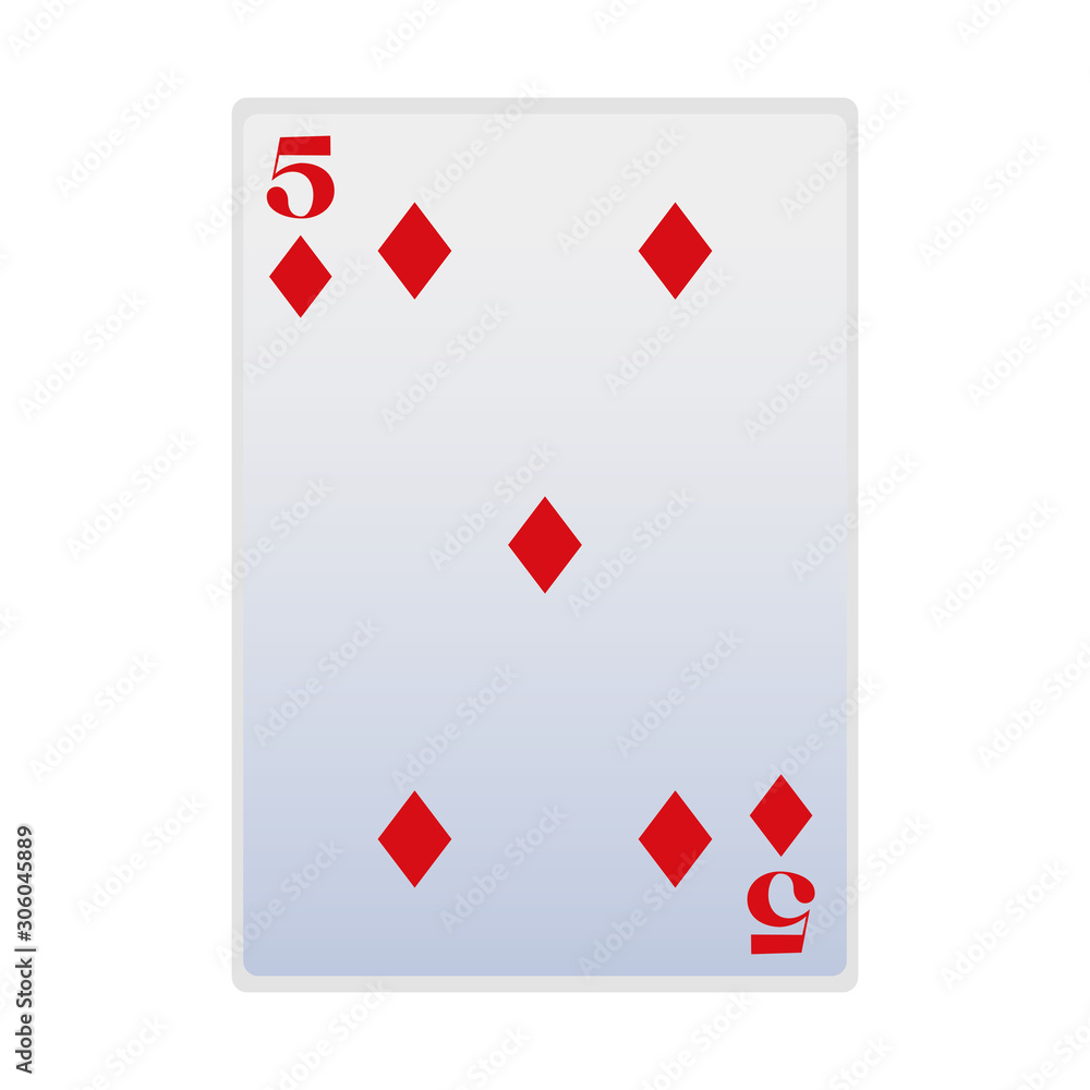 Obraz premium five of diamonds card icon, flat design