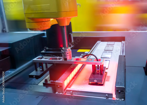 Vászonkép robotic screen protector film or glass cover in manufacture phone factory