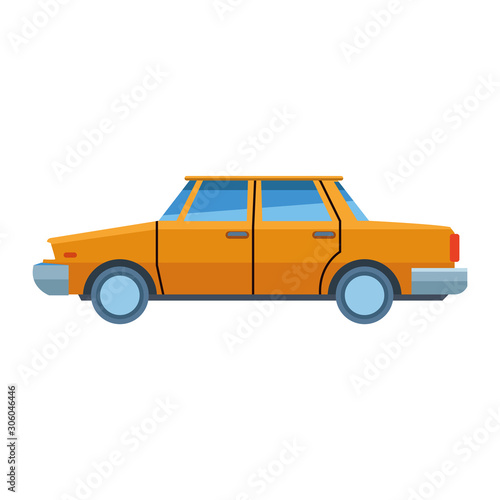 classic yellow car icon, flat design
