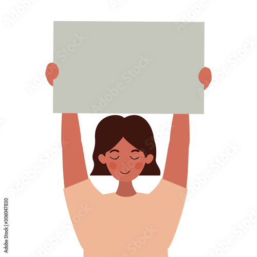 Woman protesting for human rights vector design