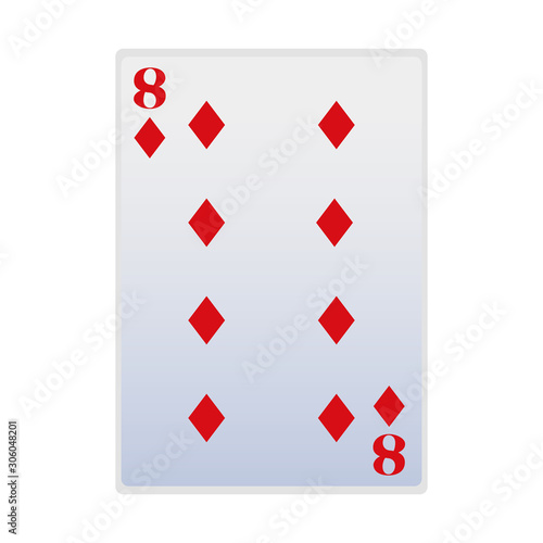 eight of diamonds card icon, colorful design