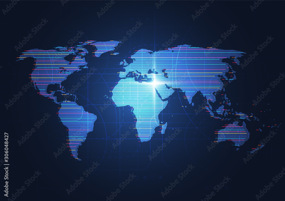 Global network connection. World map point and line composition concept of global business. Vector Illustration