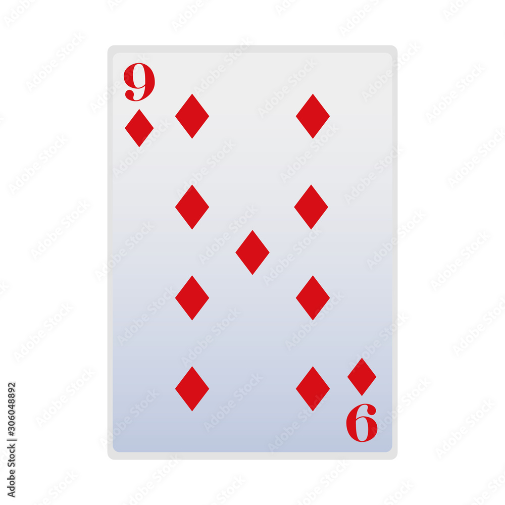Obraz premium nine of diamonds card icon, colorful design