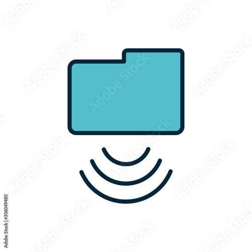 folder file wifi internet of things line and fill icon