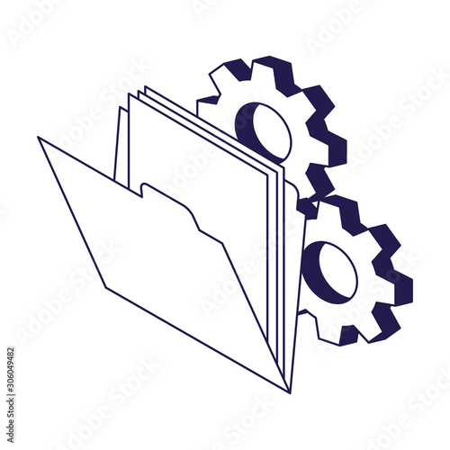 gear wheels and document folder icon