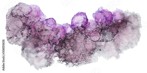 Hand painted ink texture. Abstract background in purple and black