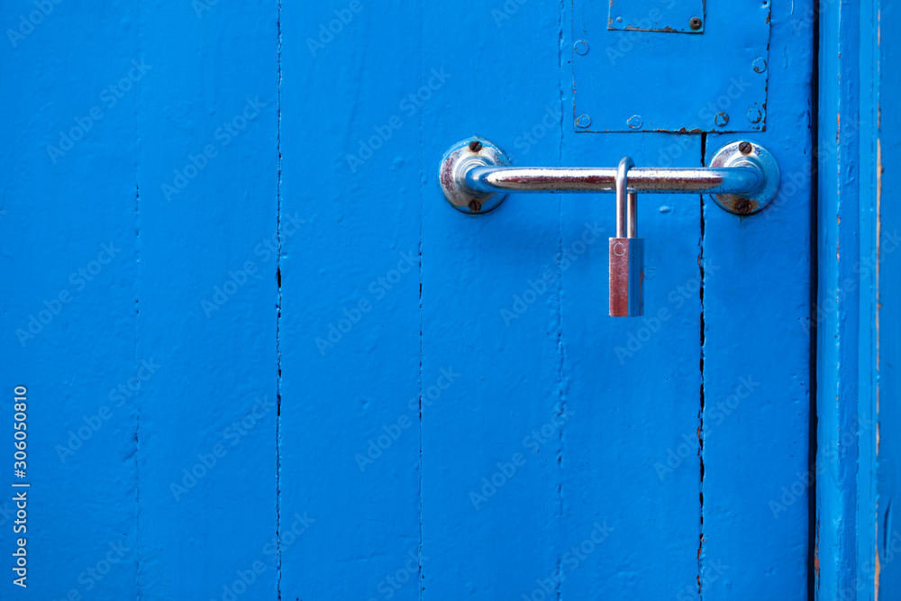 Blue pastel beautiful interior door with metal lock Blue pastel beautiful interior door with metal lock
