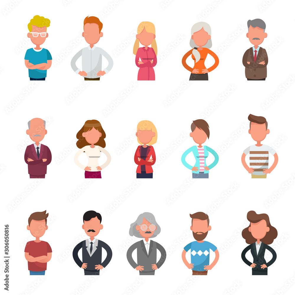 Set of business people avatar character vector design no2