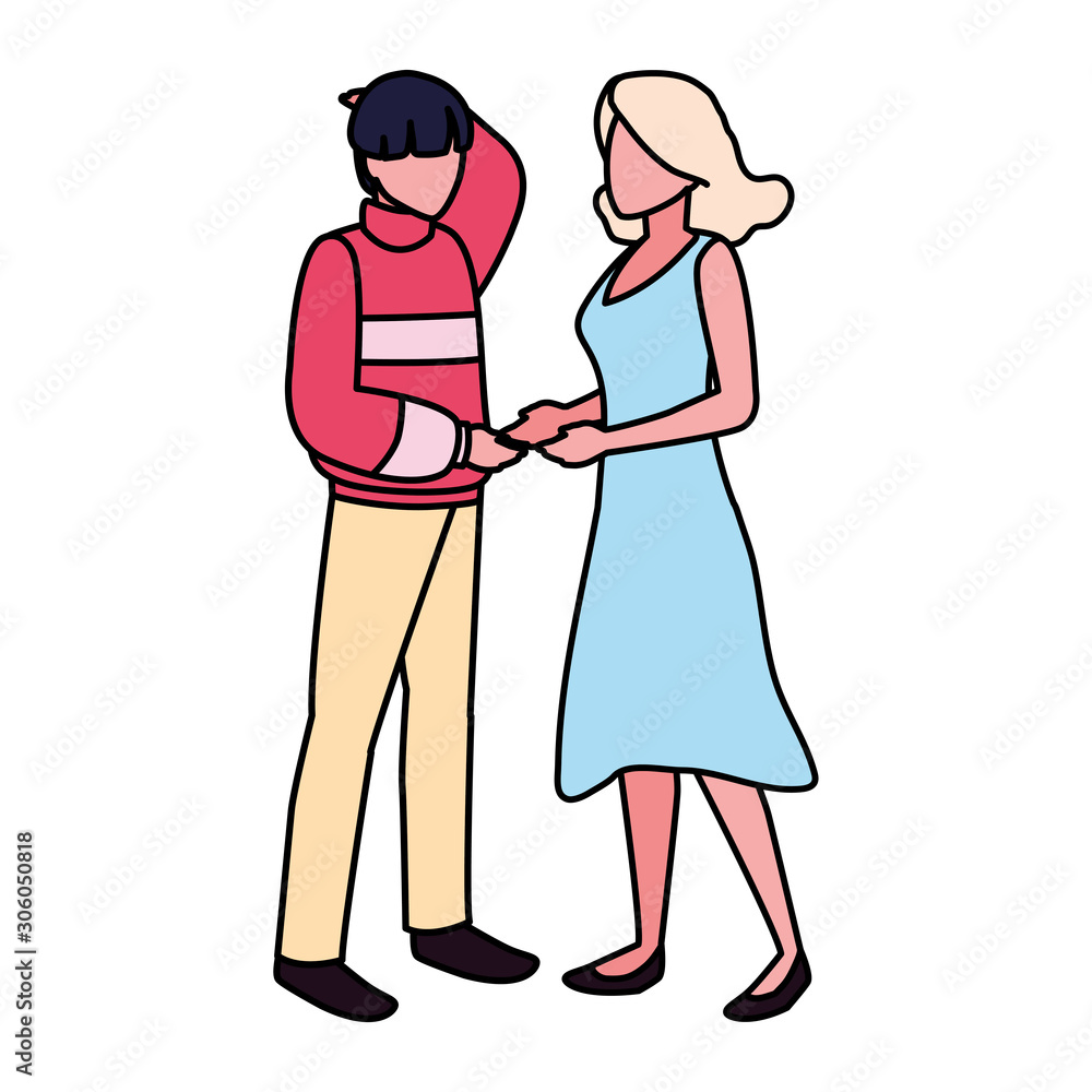 couple of people standing on white background couple of people standing on white background